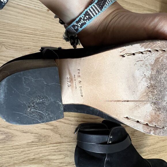 Rag & Bone Harrow Black Booties size 7.5 US (37.5 Eu) Women’s Boots Shoes Suede - Picture 5 of 9